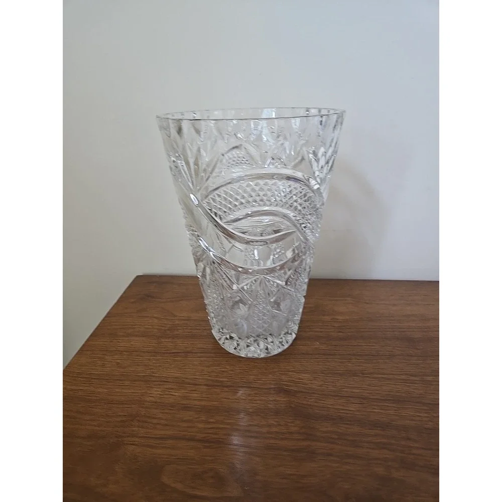 Vintage Lead Crystal Glass Vase 10